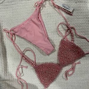 Meshki pink bead bikini set